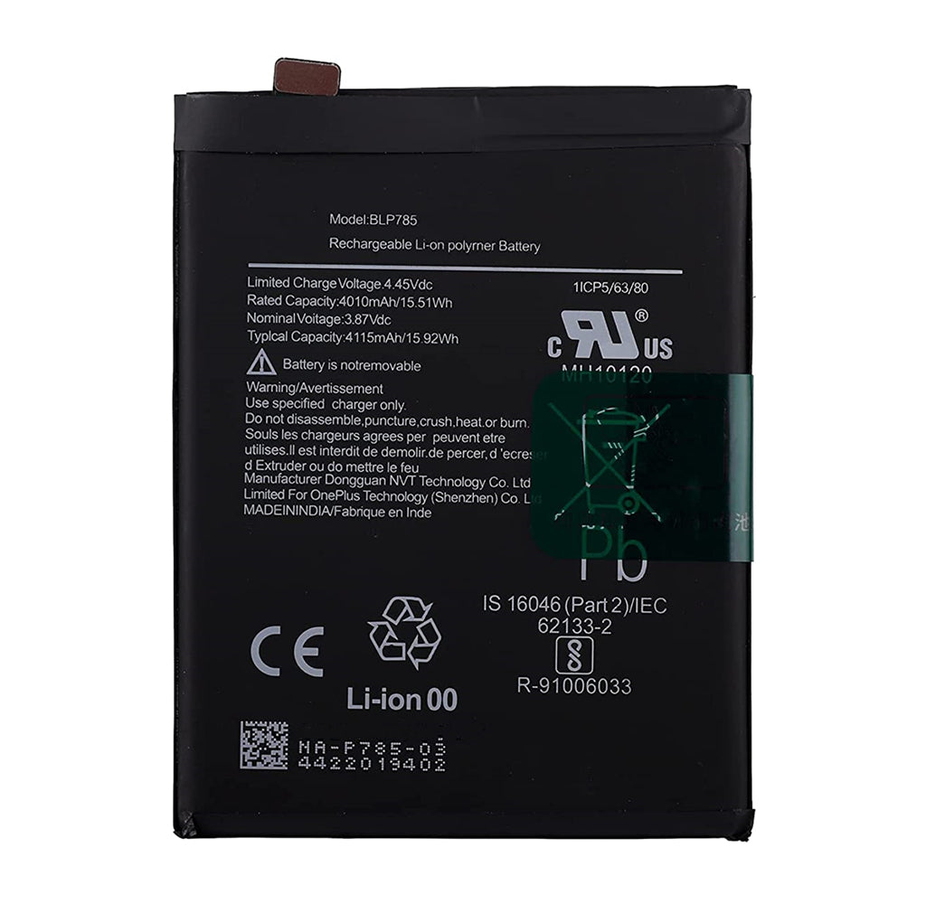 Batterie de remplacement pour OnePlus Nord 5G, BLP785 Batterie de remplacement pour OnePlus Nord 5G, BLP785